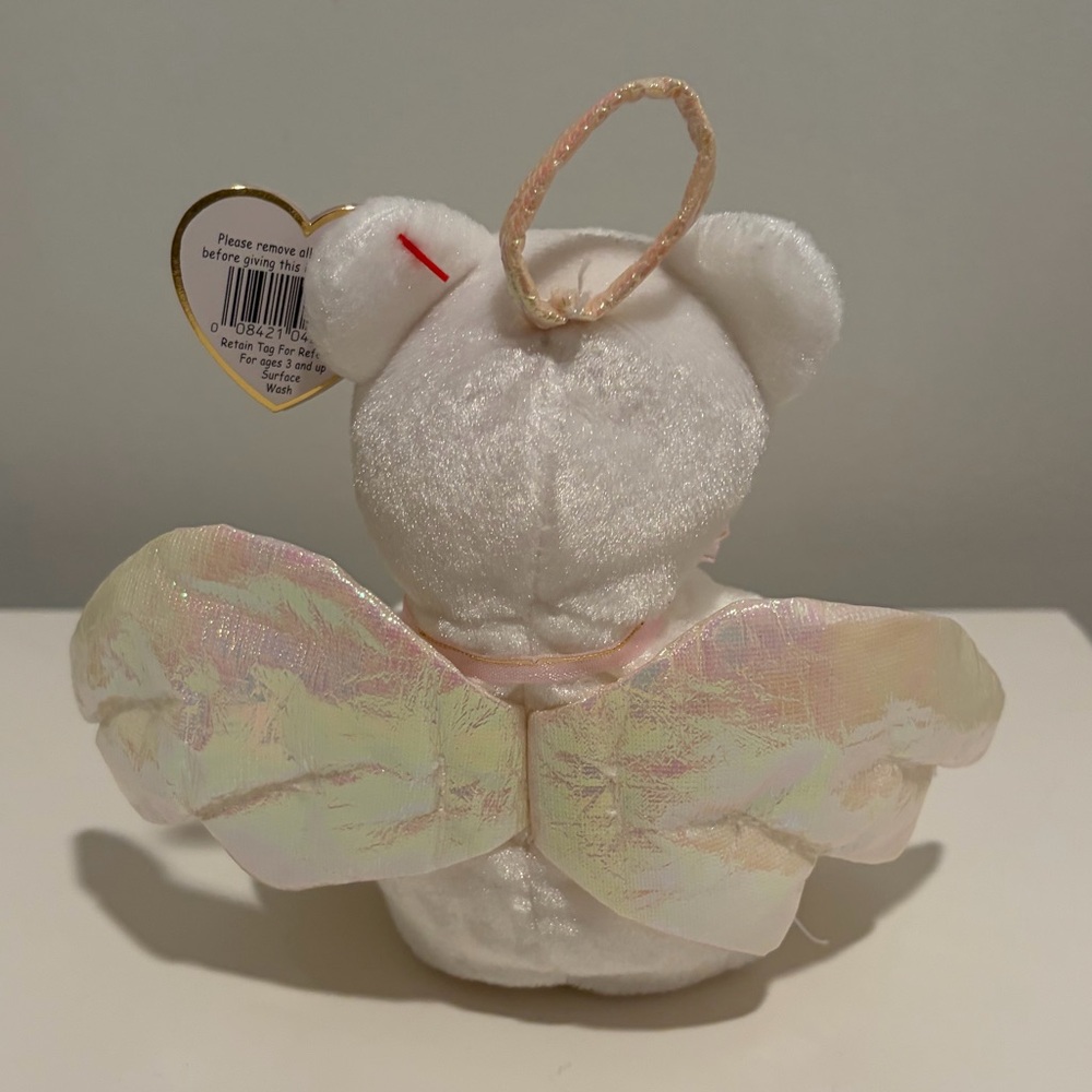 NWT RARE Ty White Angel Bear Plush with Iridescent Wings Beanie Baby WITH ERRORS - Picture 2 of 9